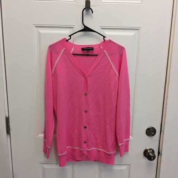St. John Barbie Pink Wool Cardigan Sweater - Picture 1 of 5
